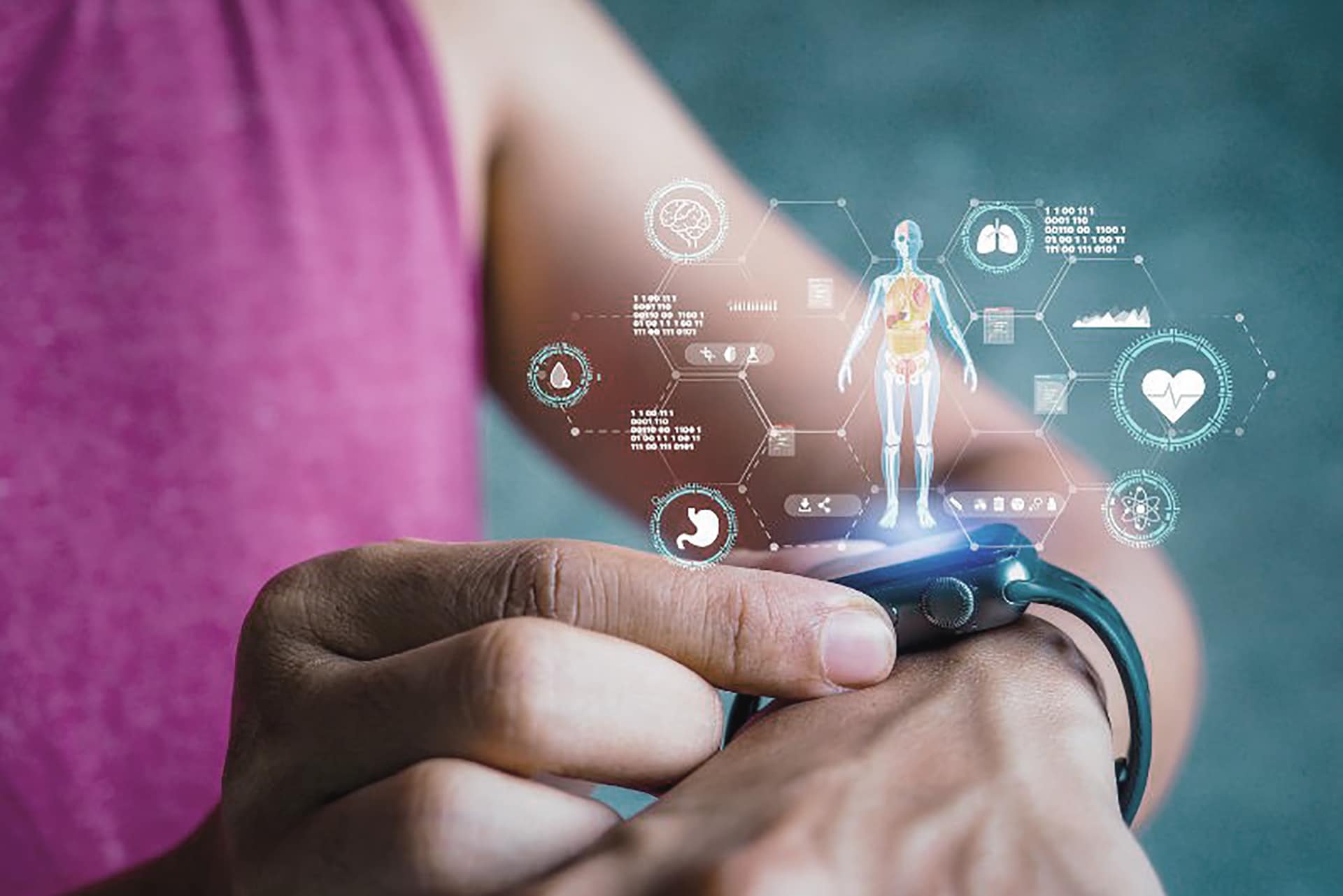 female with smartwatch wearable